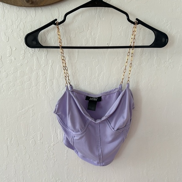 Just Polly Purple Gold Chain Crop Bustier Corset Top XS/S - Picture 3 of 7